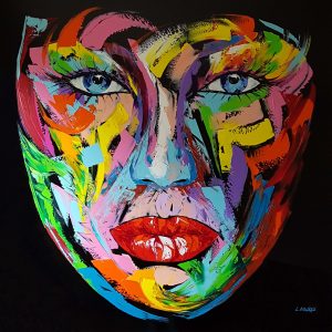 nolleau-laurence-tableau-peinture-visage-aluminium