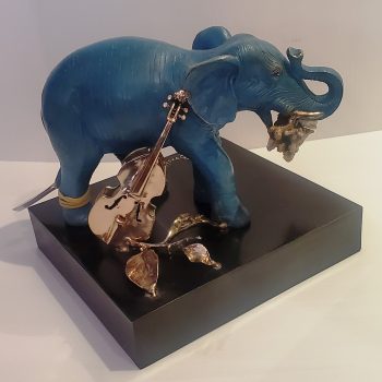 boucheix-sculpture-surréalisme-musique-bronze-éléphant-bleu