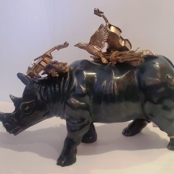 boucheix-sculpture-surréalisme-musique-bronze-rhinocéros