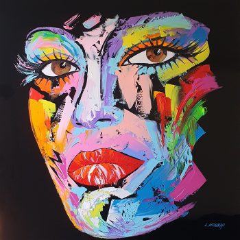 nolleau-laurence-tableau-peinture-visage-aluminium