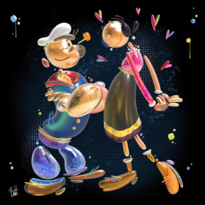boutet-artiste-popeye-olive-tableau-sculpture-digitale