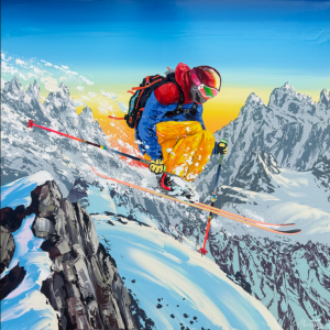 Peinture - Ski - Montagne - Réalisme