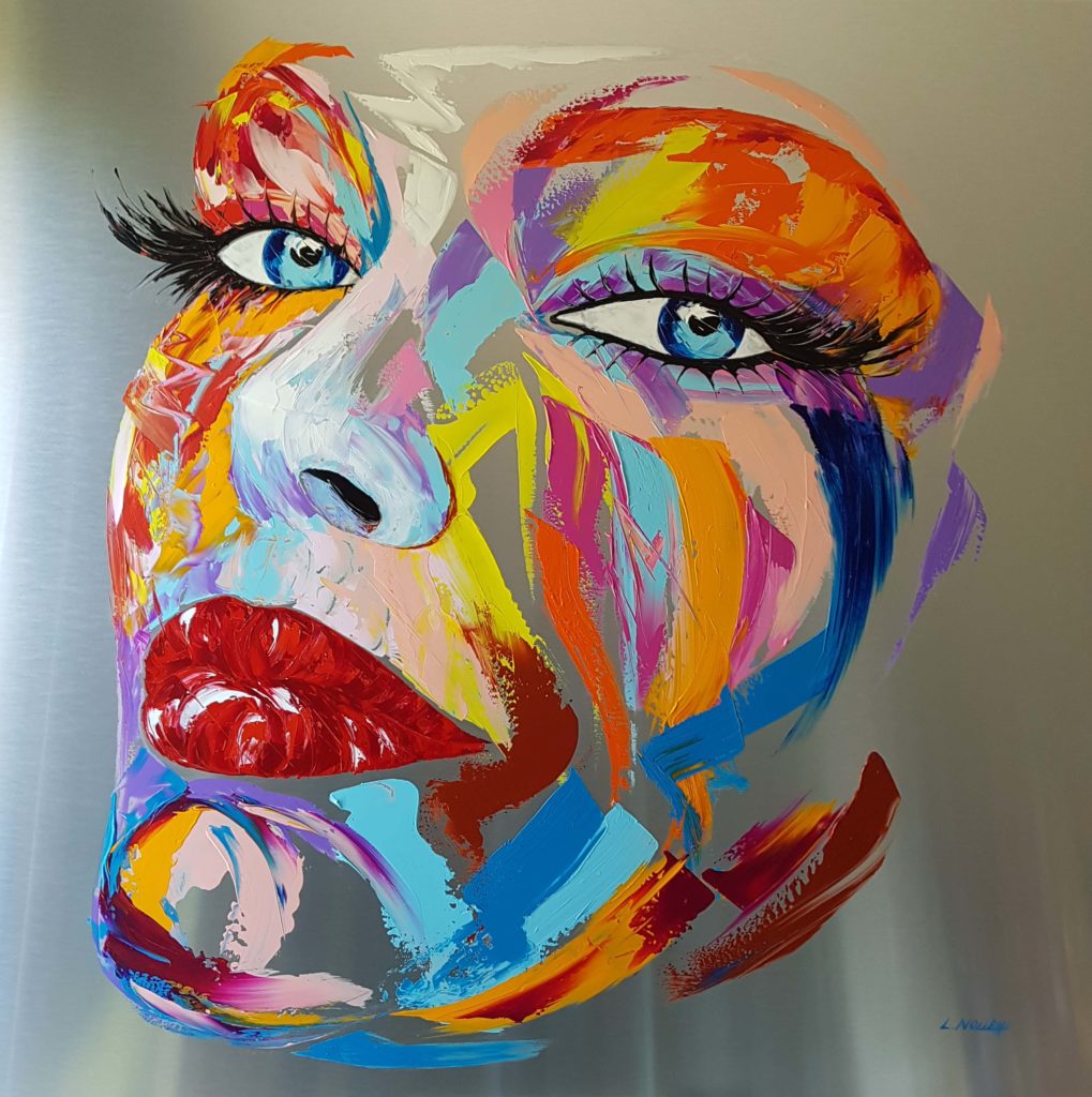 nolleau-laurence-tableau-peinture-visage-aluminium