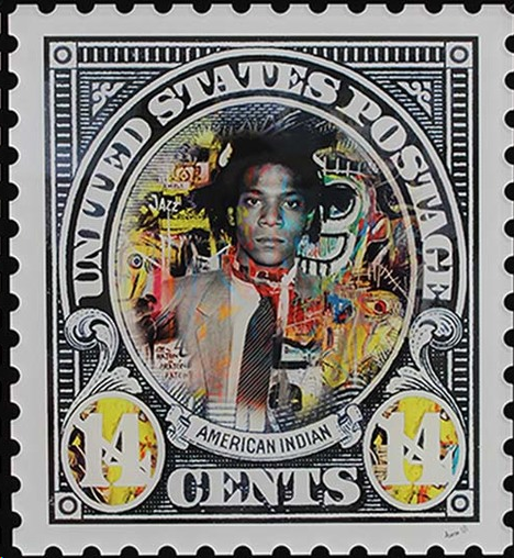 aaron-artiste-icone-dollar-sculpture-stamp-timbre-basquiat