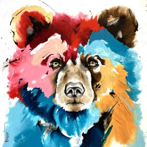 Josee-Forest-tableau-peinture-singe-chimpanze-ours