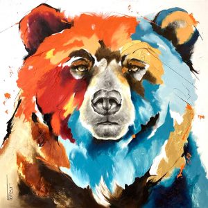 Josee-Forest-tableau-peinture-singe-chimpanze-ours