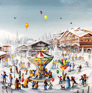 Le manège de Courchevel l'hiver par Charlotte Lachapelle.